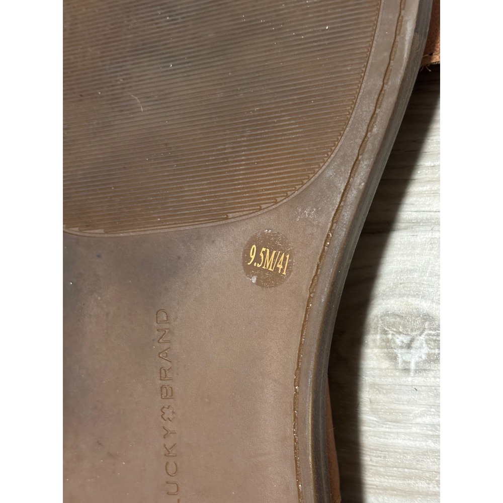 Lucky Brand Womens Cognac Leather Slingback Flat Sandals Brown Size 9.5 M 41 - Picture 5 of 6